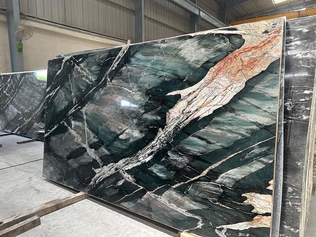 High-quality quartzite slab with polished finish